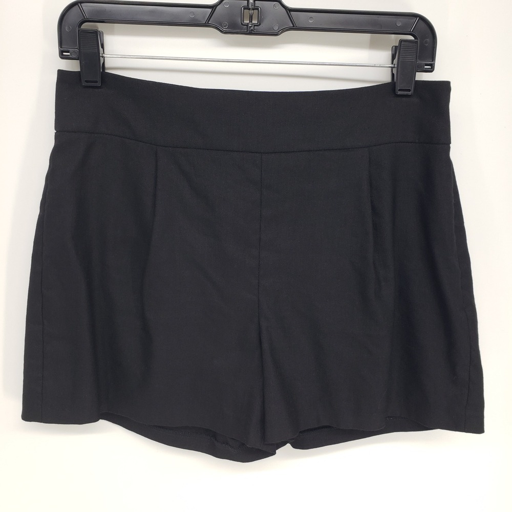 Express Midi High Rise Shorts Womens Size 8‎ Black Linen Blend Pleated Tailored